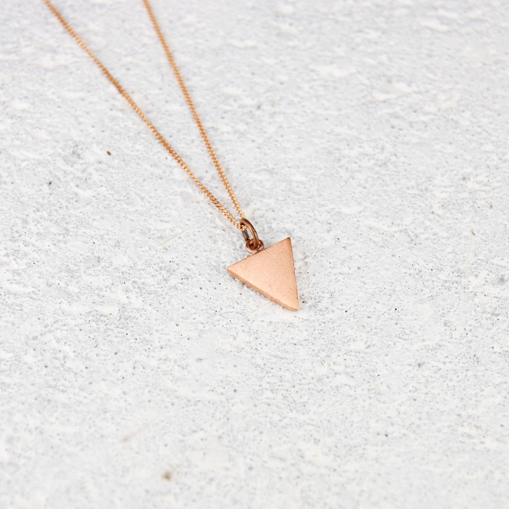 minimalist Rose gold triangle necklace