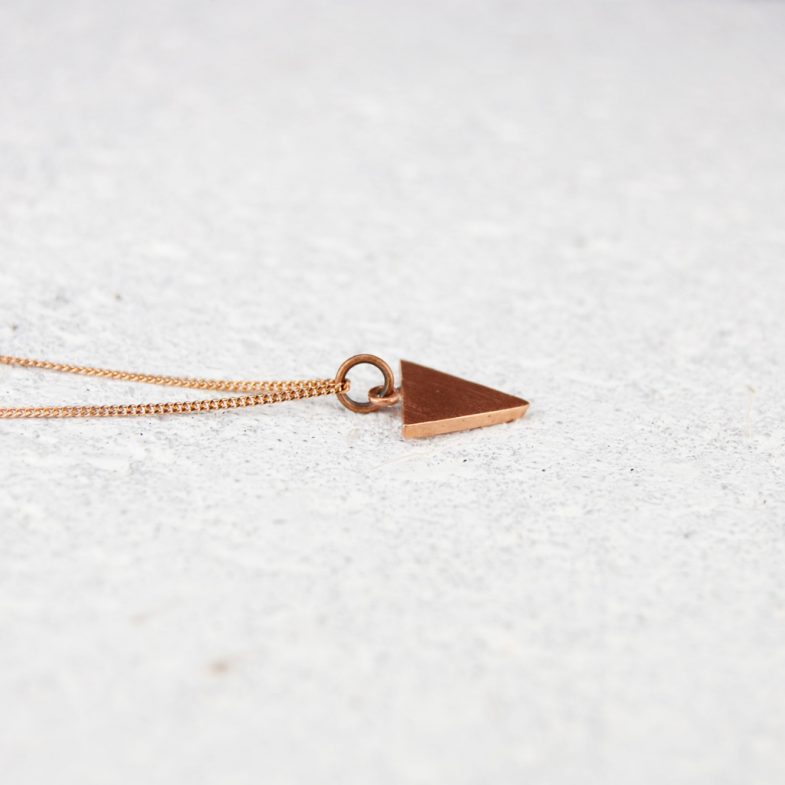 small copper triangle pendant