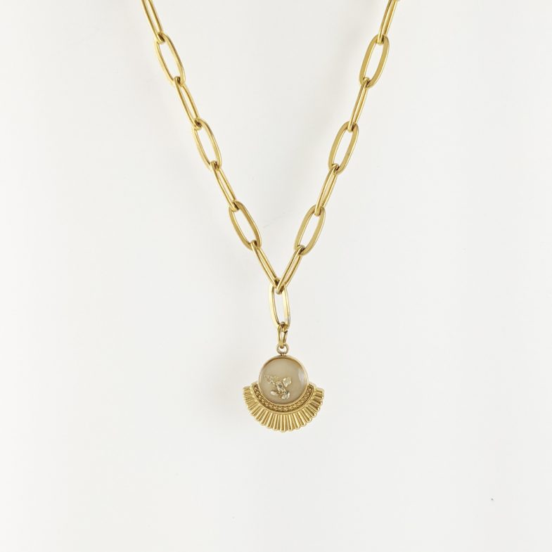 Gold pendant on paperclip chain