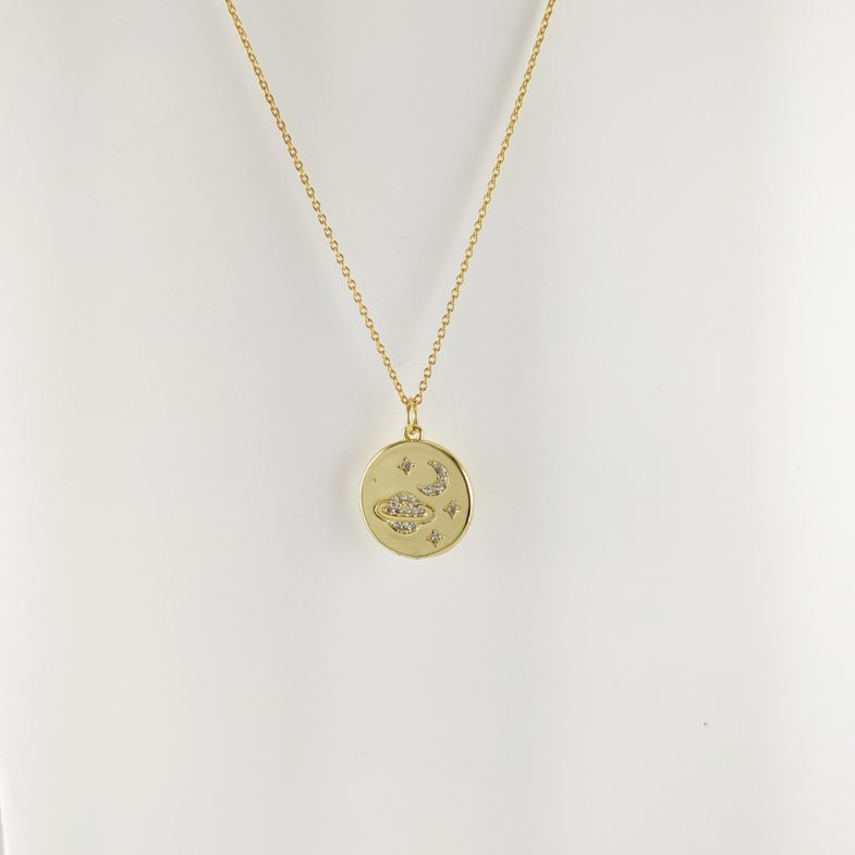 Universe Gold Cubic Zirconia Pendant Necklace