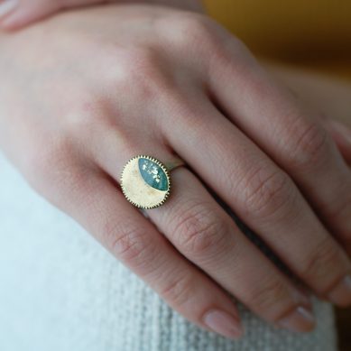 Coloured Round Adjustable Ring