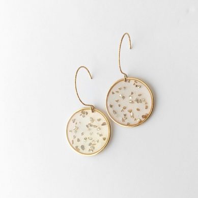 Gold Crushed Glass Earrings